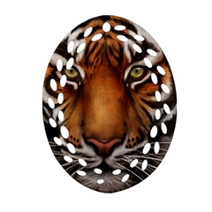 The Tiger Face Oval Filigree Ornament (Two Sides)