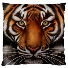 The Tiger Face Large Flano Cushion Case (Two Sides)
