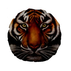 The Tiger Face Standard 15  Premium Flano Round Cushions