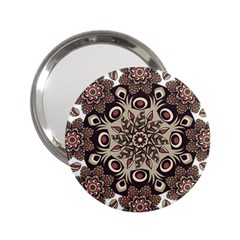 Mandala Pattern Round Brown Floral 2 25  Handbag Mirrors by Celenk