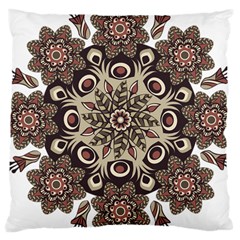 Mandala Pattern Round Brown Floral Large Cushion Case (two Sides) by Celenk