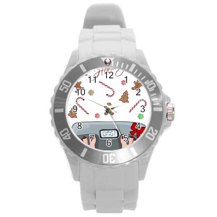 Hilarious holidays  Round Plastic Sport Watch (L)