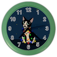 Meowy Christmas Color Wall Clocks