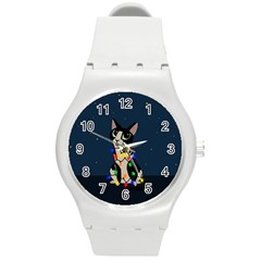 Meowy Christmas Round Plastic Sport Watch (m) by Valentinaart