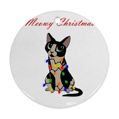 Meowy Christmas Ornament (round) by Valentinaart