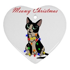Meowy Christmas Ornament (heart) by Valentinaart