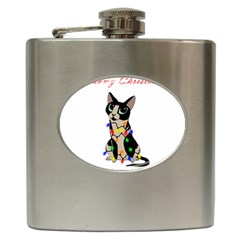 Meowy Christmas Hip Flask (6 Oz) by Valentinaart