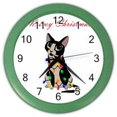 Meowy Christmas Color Wall Clocks