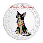 Meowy Christmas Ornament (Round Filigree) Front