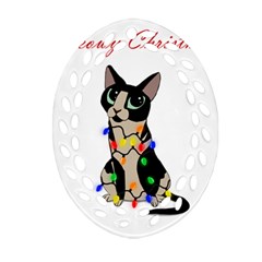 Meowy Christmas Oval Filigree Ornament (two Sides) by Valentinaart