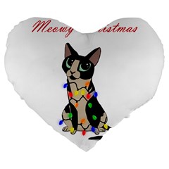 Meowy Christmas Large 19  Premium Heart Shape Cushions by Valentinaart