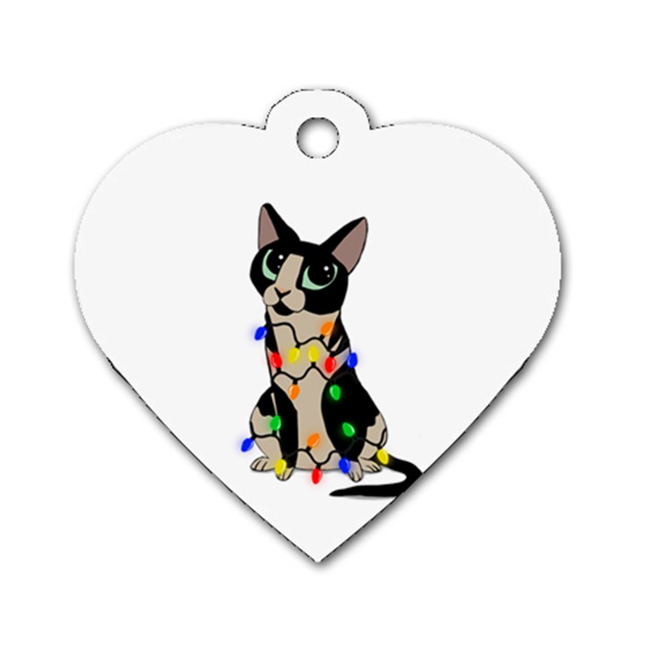 Meowy Christmas Dog Tag Heart (One Side)