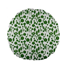 Vintage Christmas Ornaments In Green On White Standard 15  Premium Flano Round Cushions