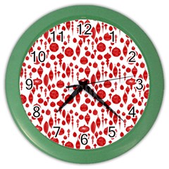 Vintage Christmas Ornaments In Red On White Color Wall Clocks by PodArtist