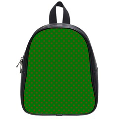 Mini Red Dots On Christmas Green School Bag (small) by PodArtist