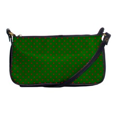 Mini Red Dots On Christmas Green Shoulder Clutch Bags by PodArtist