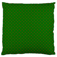 Mini Red Dots On Christmas Green Large Flano Cushion Case (one Side) by PodArtist