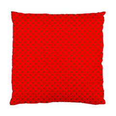 Small Christmas Green Polka Dots On Red Standard Cushion Case (one Side) by PodArtist