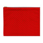 Small Christmas Green Polka dots on Red Cosmetic Bag (XL) Front