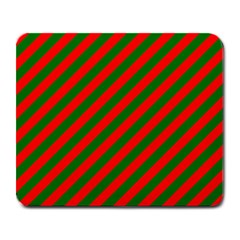 Red And Green Christmas Candycane Stripes Large Mousepads by PodArtist
