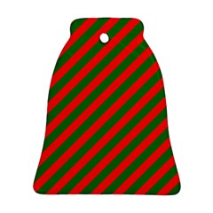 Red And Green Christmas Candycane Stripes Bell Ornament (two Sides) by PodArtist