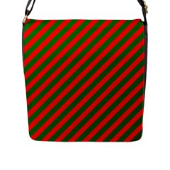 Red And Green Christmas Candycane Stripes Flap Messenger Bag (l)  by PodArtist