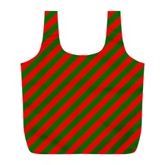 Red And Green Christmas Candycane Stripes Full Print Recycle Bags (l)  by PodArtist