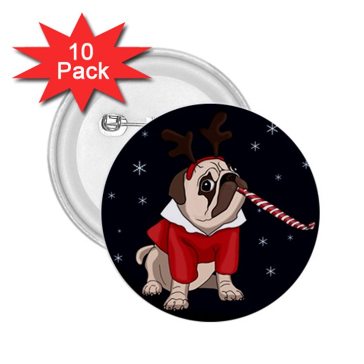 Pug Xmas 2.25  Buttons (10 pack) 