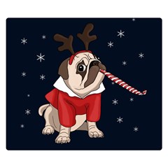 Pug Xmas Double Sided Flano Blanket (small)  by Valentinaart