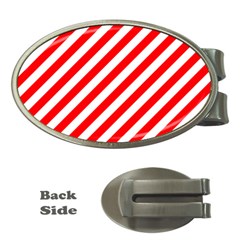 Christmas Red And White Candy Cane Stripes Money Clips (oval)  by PodArtist