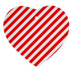 Christmas Red And White Candy Cane Stripes Heart Ornament (two Sides) by PodArtist