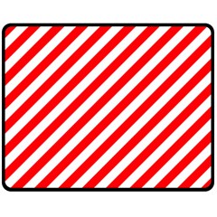 Christmas Red And White Candy Cane Stripes Double Sided Fleece Blanket (medium)  by PodArtist