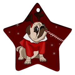 Pug Xmas Ornament (star) by Valentinaart