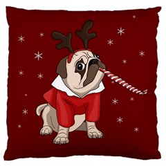 Pug Xmas Large Cushion Case (two Sides) by Valentinaart