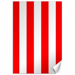 Wide Red And White Christmas Cabana Stripes Canvas 20  X 30   by PodArtist