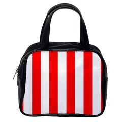 Wide Red And White Christmas Cabana Stripes Classic Handbags (one Side) by PodArtist