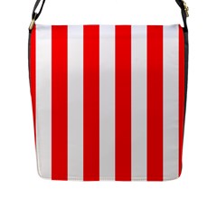 Wide Red And White Christmas Cabana Stripes Flap Messenger Bag (l)  by PodArtist