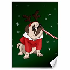 Pug Xmas Canvas 12  X 18   by Valentinaart