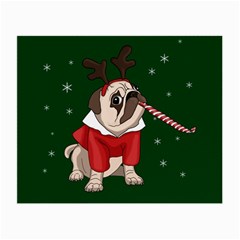 Pug Xmas Small Glasses Cloth (2-side) by Valentinaart