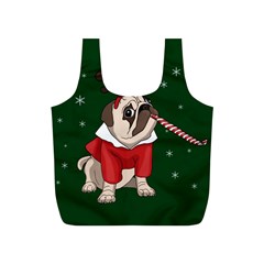 Pug Xmas Full Print Recycle Bags (s)  by Valentinaart