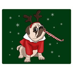 Pug Xmas Double Sided Flano Blanket (medium)  by Valentinaart