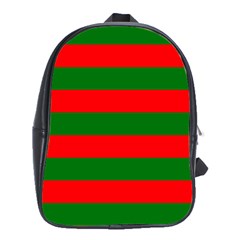 Red And Green Christmas Cabana Stripes School Bag (xl) by PodArtist