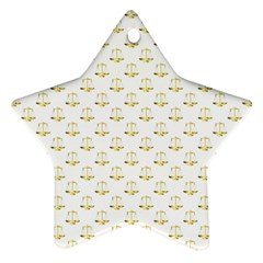 Gold Scales Of Justice On White Repeat Pattern All Over Print Ornament (star) by PodArtist