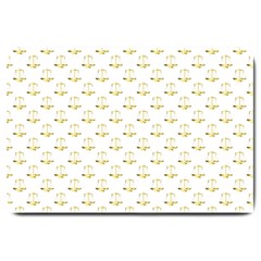 Gold Scales Of Justice On White Repeat Pattern All Over Print Large Doormat  by PodArtist