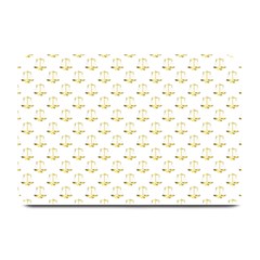 Gold Scales Of Justice On White Repeat Pattern All Over Print Plate Mats by PodArtist