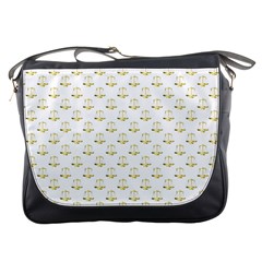 Gold Scales Of Justice On White Repeat Pattern All Over Print Messenger Bags by PodArtist