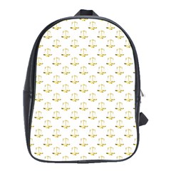 Gold Scales Of Justice On White Repeat Pattern All Over Print School Bag (xl) by PodArtist