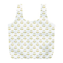 Gold Scales Of Justice On White Repeat Pattern All Over Print Full Print Recycle Bags (l)  by PodArtist