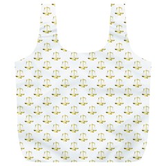 Gold Scales Of Justice On White Repeat Pattern All Over Print Full Print Recycle Bags (l)  by PodArtist