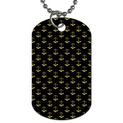 Gold Scales Of Justice On Black Repeat Pattern All Over Print  Dog Tag (one Side) by PodArtist